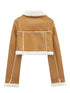 'Josselyn' Faux Fur Cropped Leather Jacket - Celes Fashion
